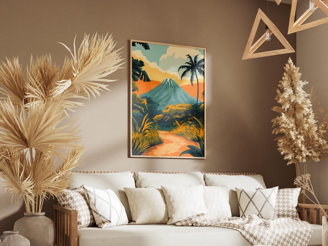Rwanda Volcanoes National Park Snowy Volcano Jungle Art Poster - Image 3