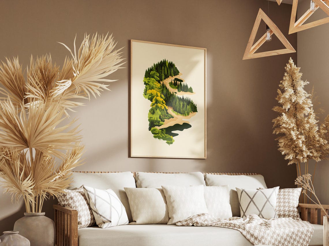 Aerial Forest Island Minimalist Map Style Art Poster Scenic Nature - Image 3