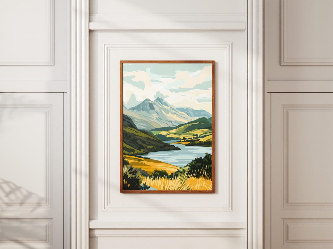 Snowdonia National Park Peak Winding Lake Golden Moorland Poster - Image 2