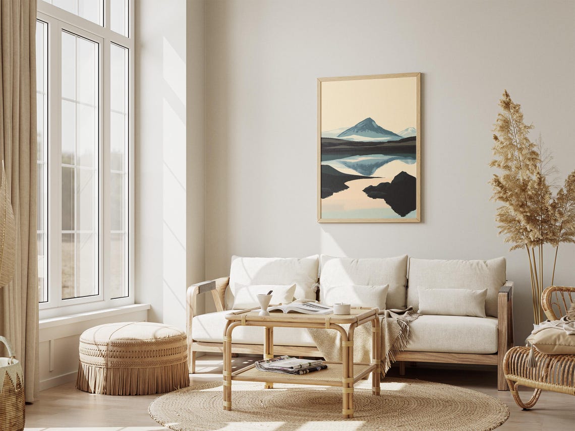 Myvatn Lake Iceland Minimalist Mountain Lake Reflection Poster - Image 4