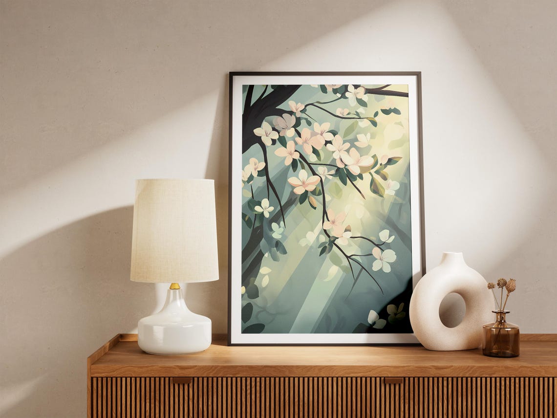 Dogwood Blossoms In Sunbeams Ethereal Spring Forest Scene Poster - Image 5