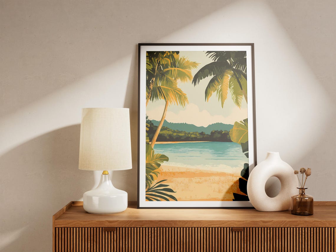 Solomon Islands Beach Palm Trees Turquoise Lagoon Island Poster - Image 5