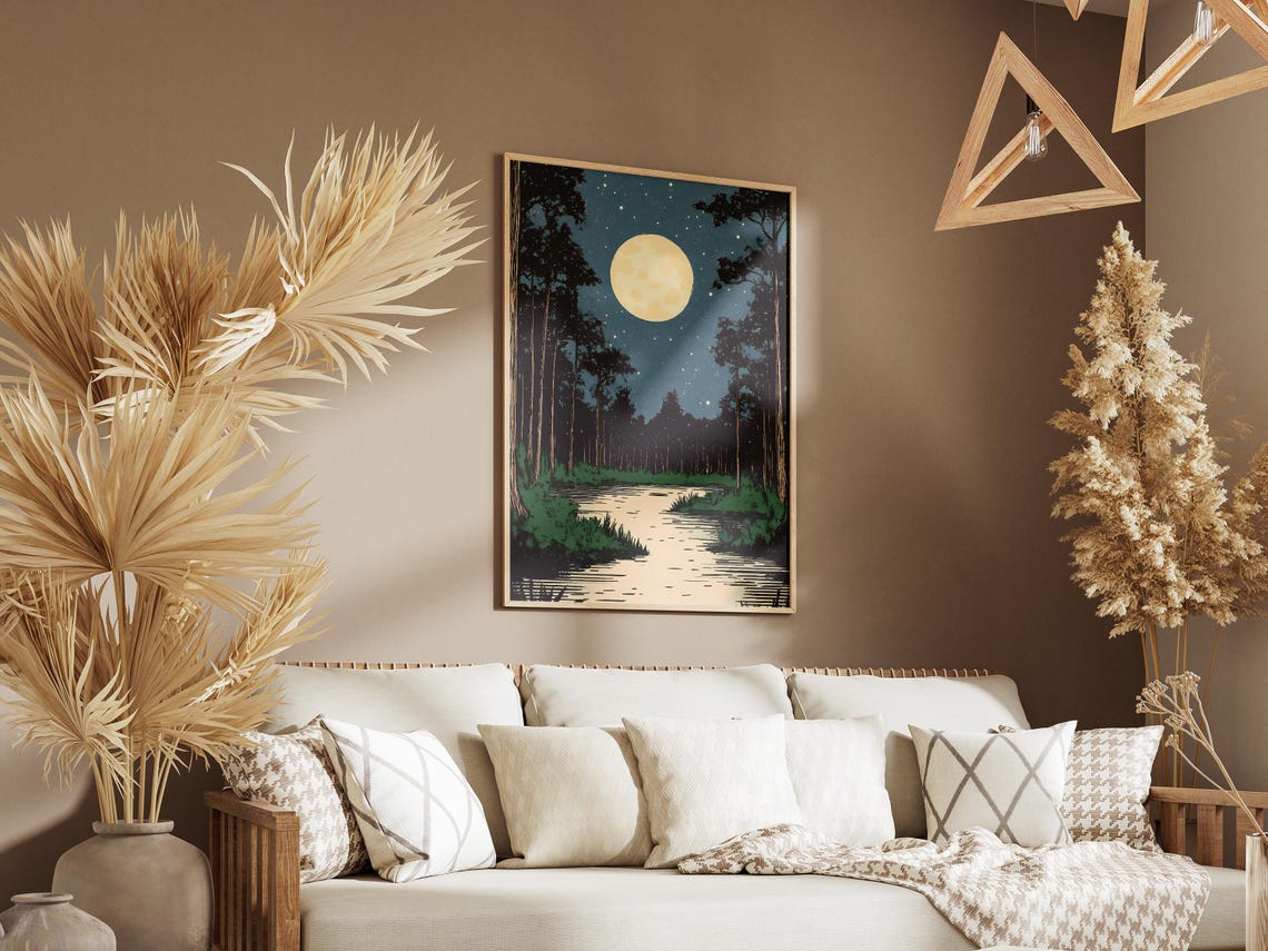 Congaree National Park Moon Over Swamp Forest River Reflection Poster - Image 3