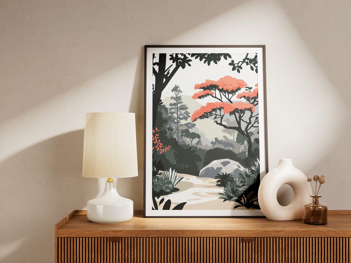 Shirakami Sanchi Japan Beech Forest Path Coral Tree Mist Poster - Image 5