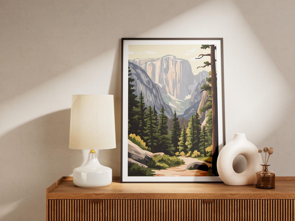 Yosemite Valley Granite Cliff Pine Forest Trail Travel Art Poster - Image 5
