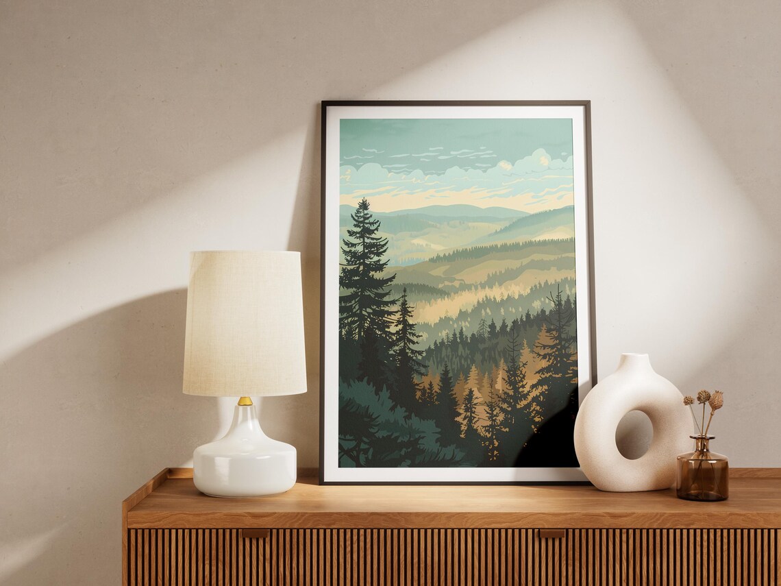 Black Forest Germany Pine Hills Morning Minimalist Forest Poster - Image 2