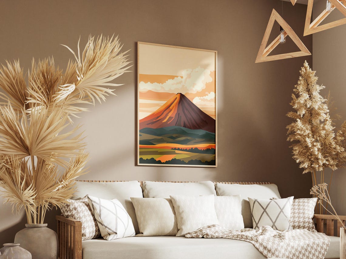 Mayon Volcano in the Philippines Sunset Landscape Art Poster - Image 3