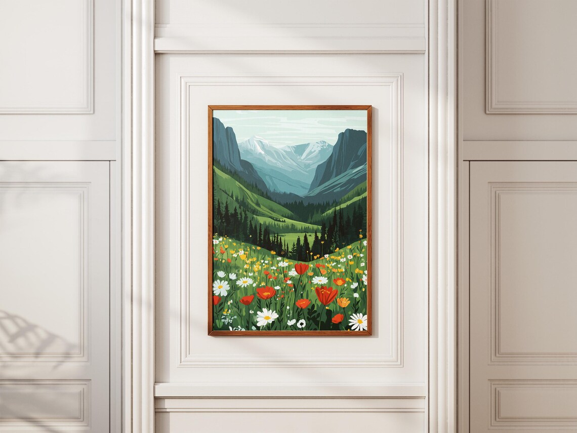Valley Of Flowers Himalayan Wildflower Meadow Landscape Poster - Image 2
