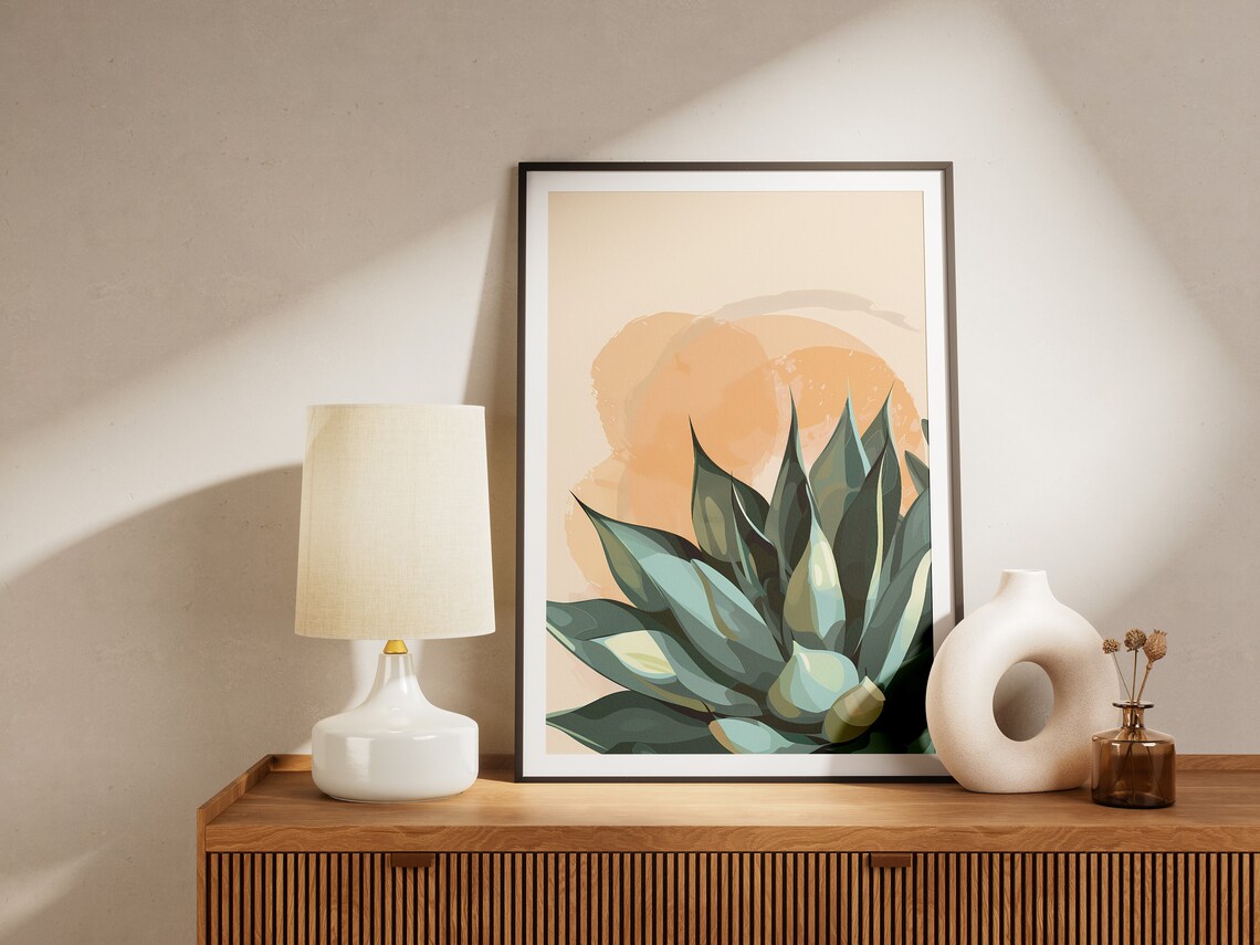 Agave Plant Golden Desert Sunset Minimalist Botanical Art Poster - Image 2
