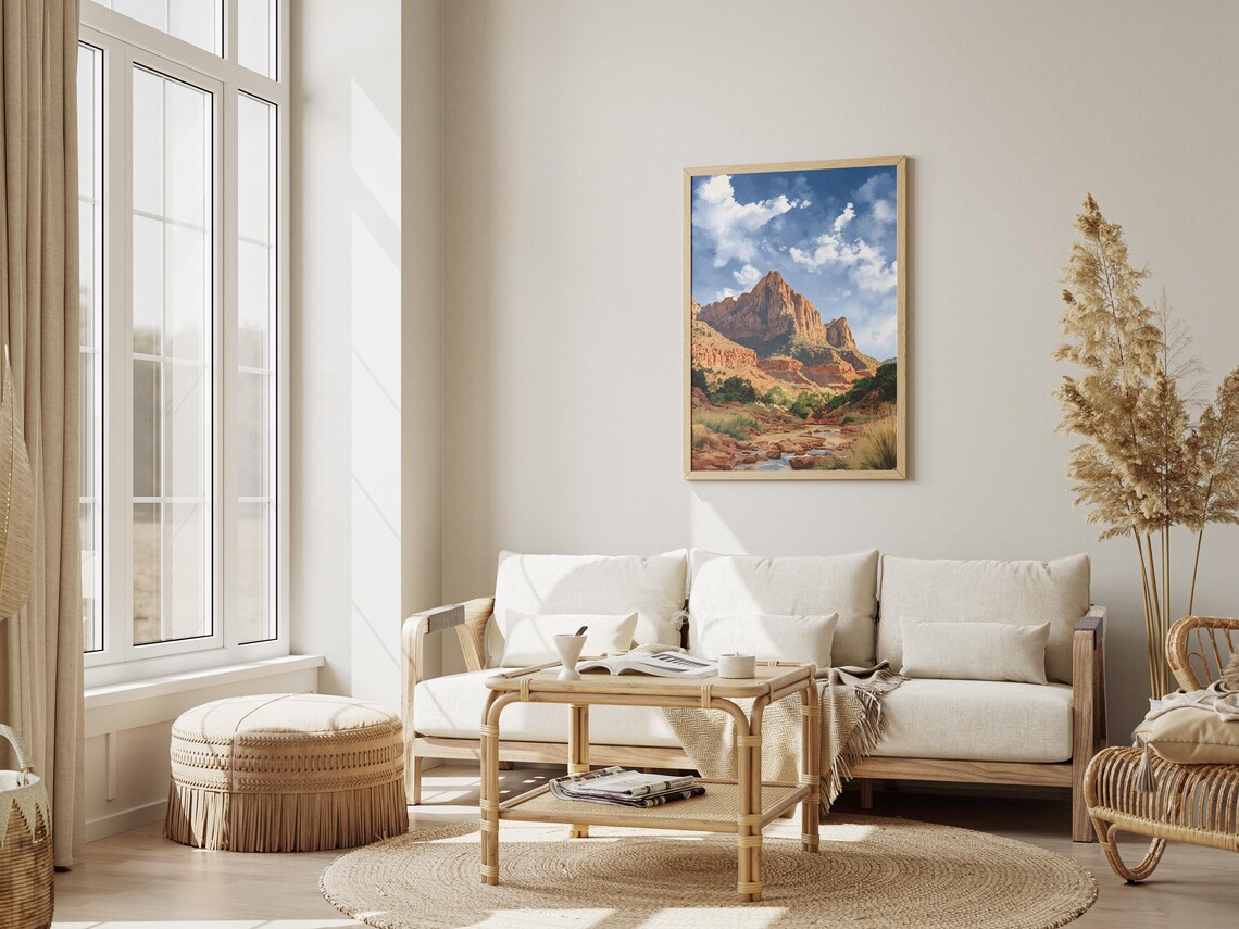 Red Rock Canyon River Desert Vintage Style Travel Landscape Poster - Image 3