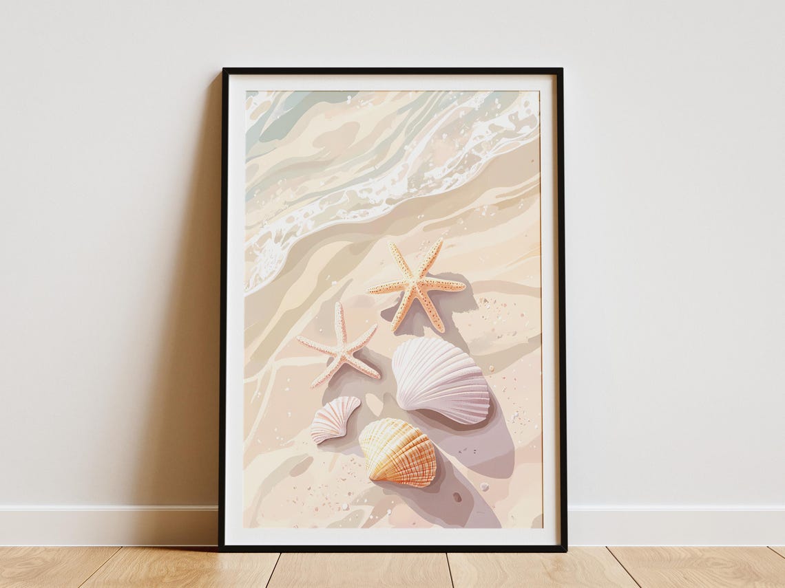 Seashell Starfish Beach Coastal Summer Ocean Sandy Shore Poster