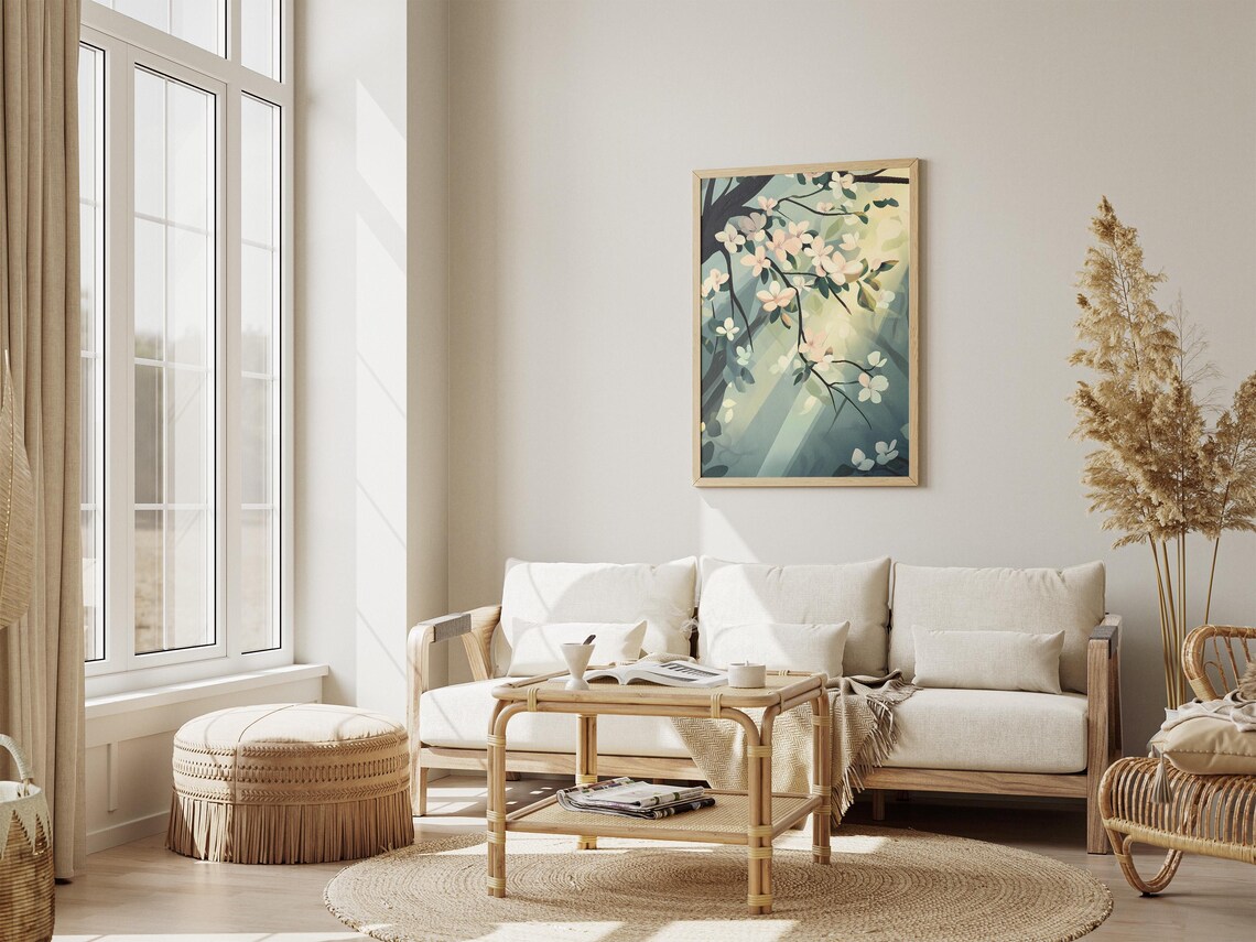 Dogwood Blossoms In Sunbeams Ethereal Spring Forest Scene Poster - Image 4