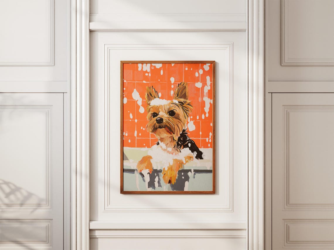 Yorkshire Terrier Foamy Bubble Bath Puppy Bathroom Humor Poster - Image 2
