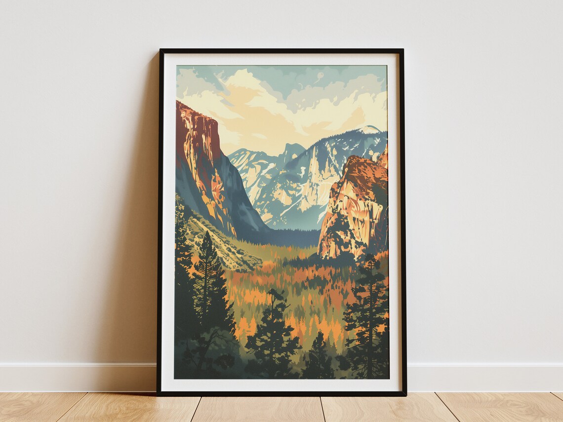 Kings Canyon National Park Vintage Travel Poster Granite Valley Forest