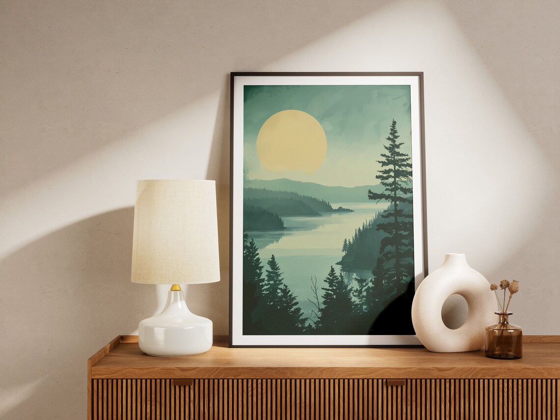 Isle Royale National Park Misty Lake Sunrise Minimalist Travel Poster - Image 2