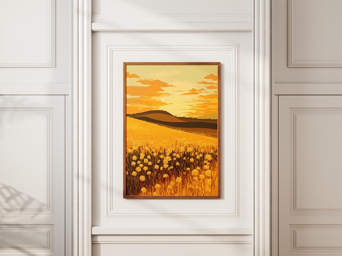Goldenrod Prairie Sunset Golden Summer Field Warm Art Poster - Image 2