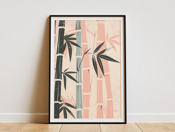 Minimalist Bamboo Forest Poster Art Print Abstract Plant Wall Decor Modern Nature Art