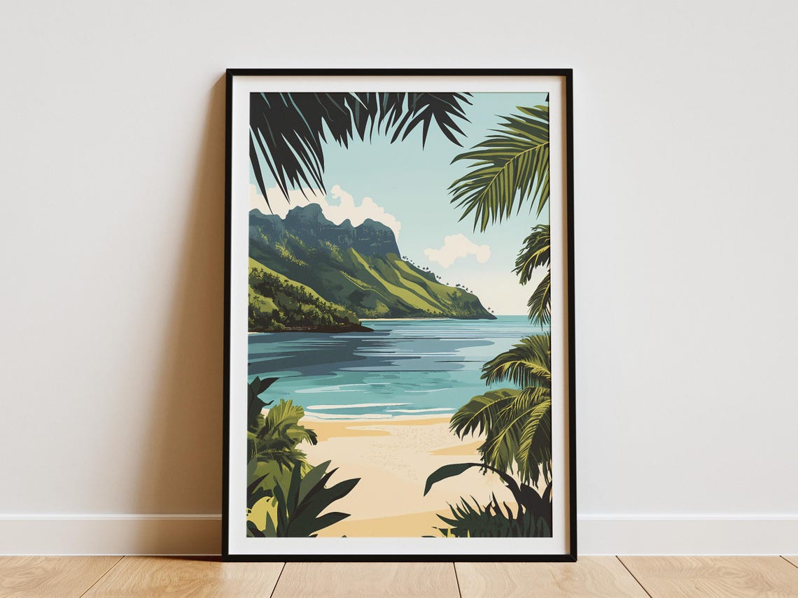 Fatu Hiva French Polynesia Lush Green Island Peaks Beach Poster