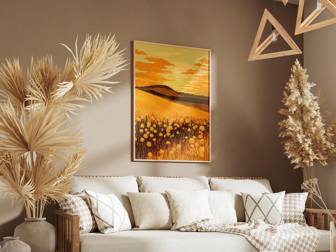 Goldenrod Prairie Sunset Golden Summer Field Warm Art Poster - Image 3