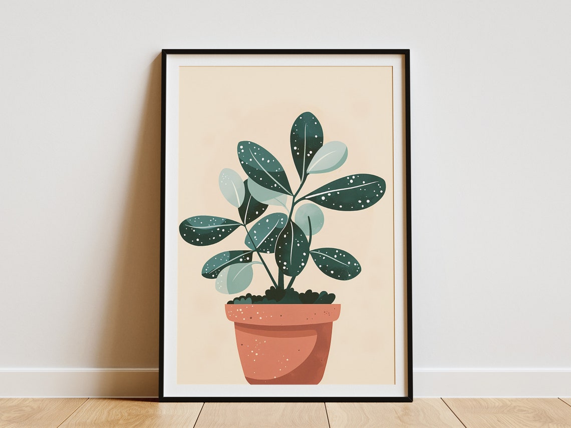 Spotted Leaf Potted Plant Terracotta Minimalist Botanical Poster