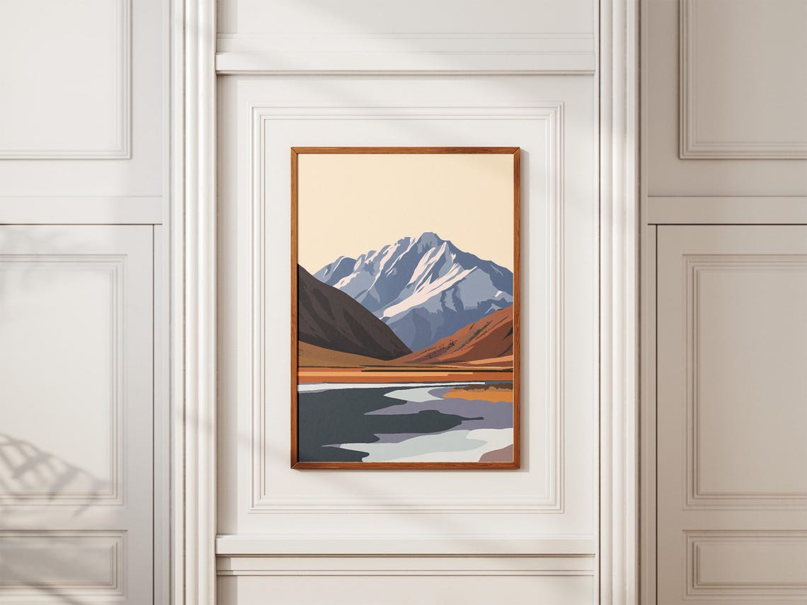 Pamir Mountains Tajikistan Snowy Peak Valley Landscape Poster - Image 2
