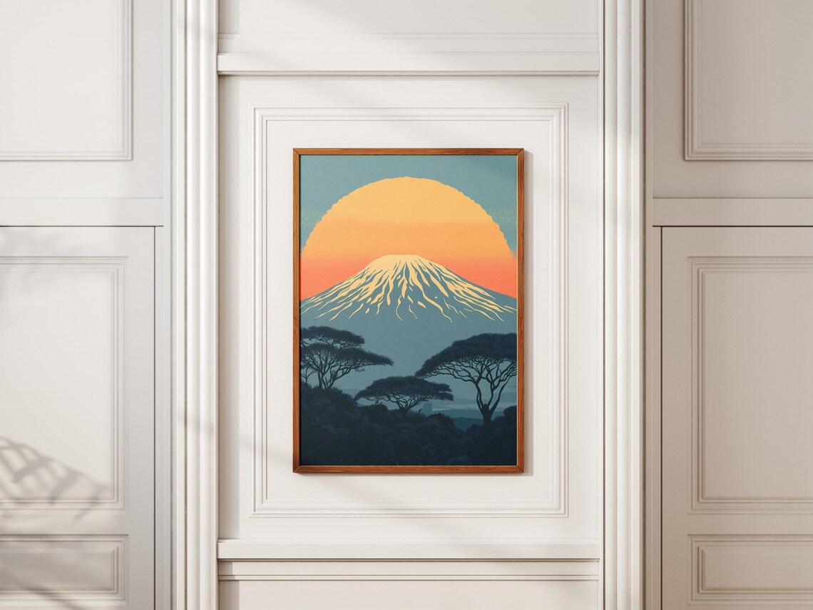 Kilimanjaro National Park Poster Vintage Tanzania Safari Sunset Art - Image 2