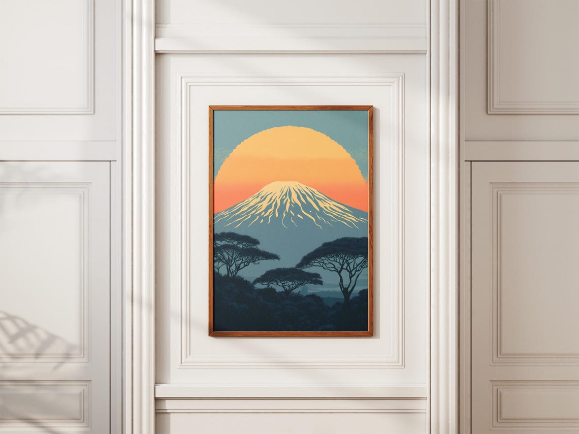 Kilimanjaro National Park Tanzania Poster African Safari Print Mountain Landscape Art Travel Vintage Style Illustration Nature Wall - Image 2