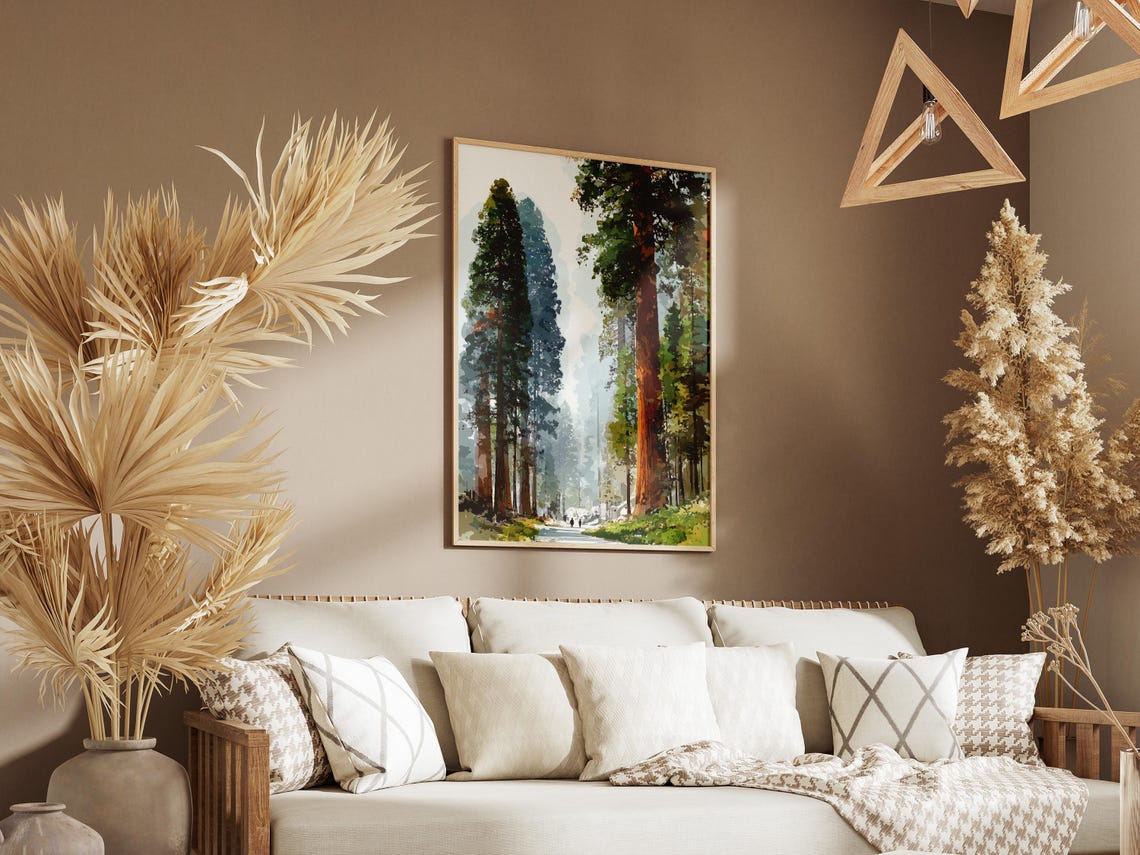 Sequoia National Park Giant Redwood Trees Forest Path Art Poster - Image 3
