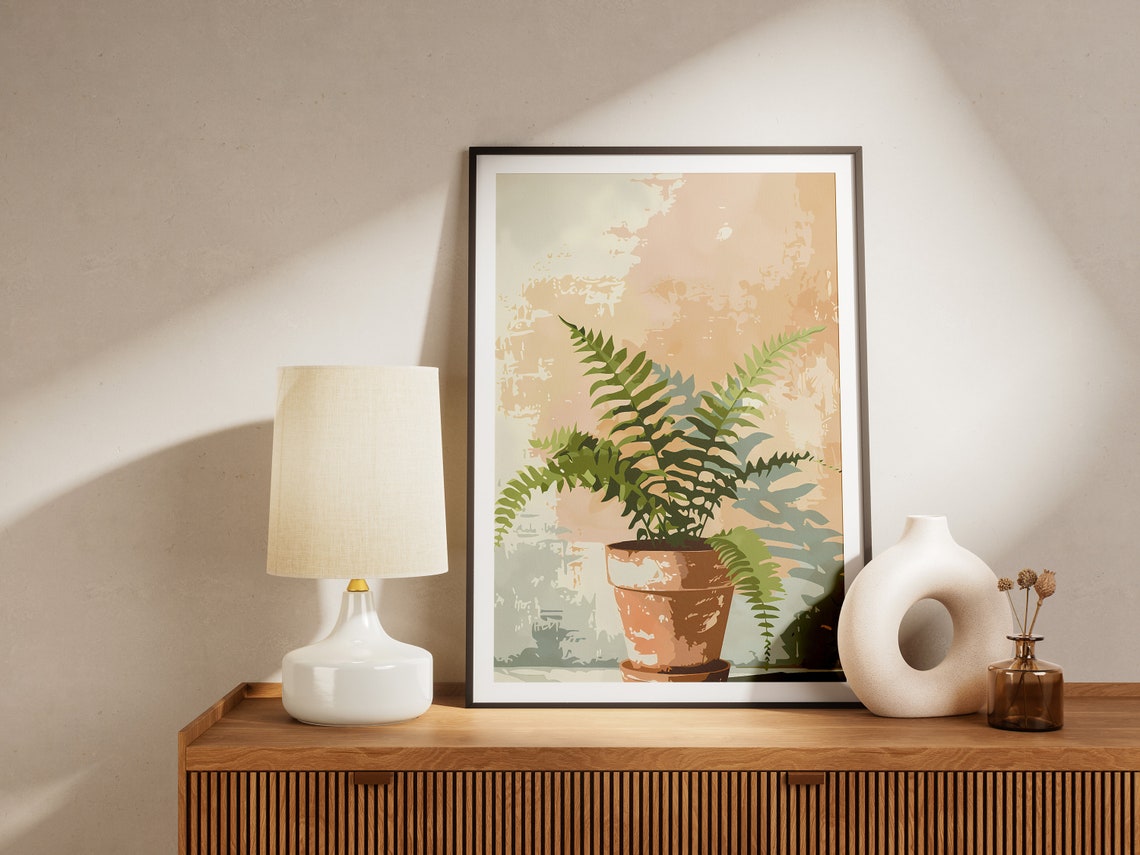 Boston Fern Terracotta Pot Vintage Botanical Illustration Poster - Image 2