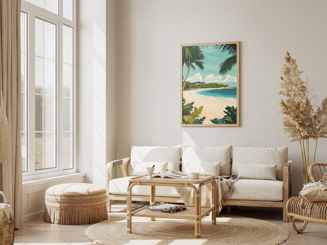 Paradise Island Bahamas Beach Framed by Palm Trees Poster Scenic - Image 4