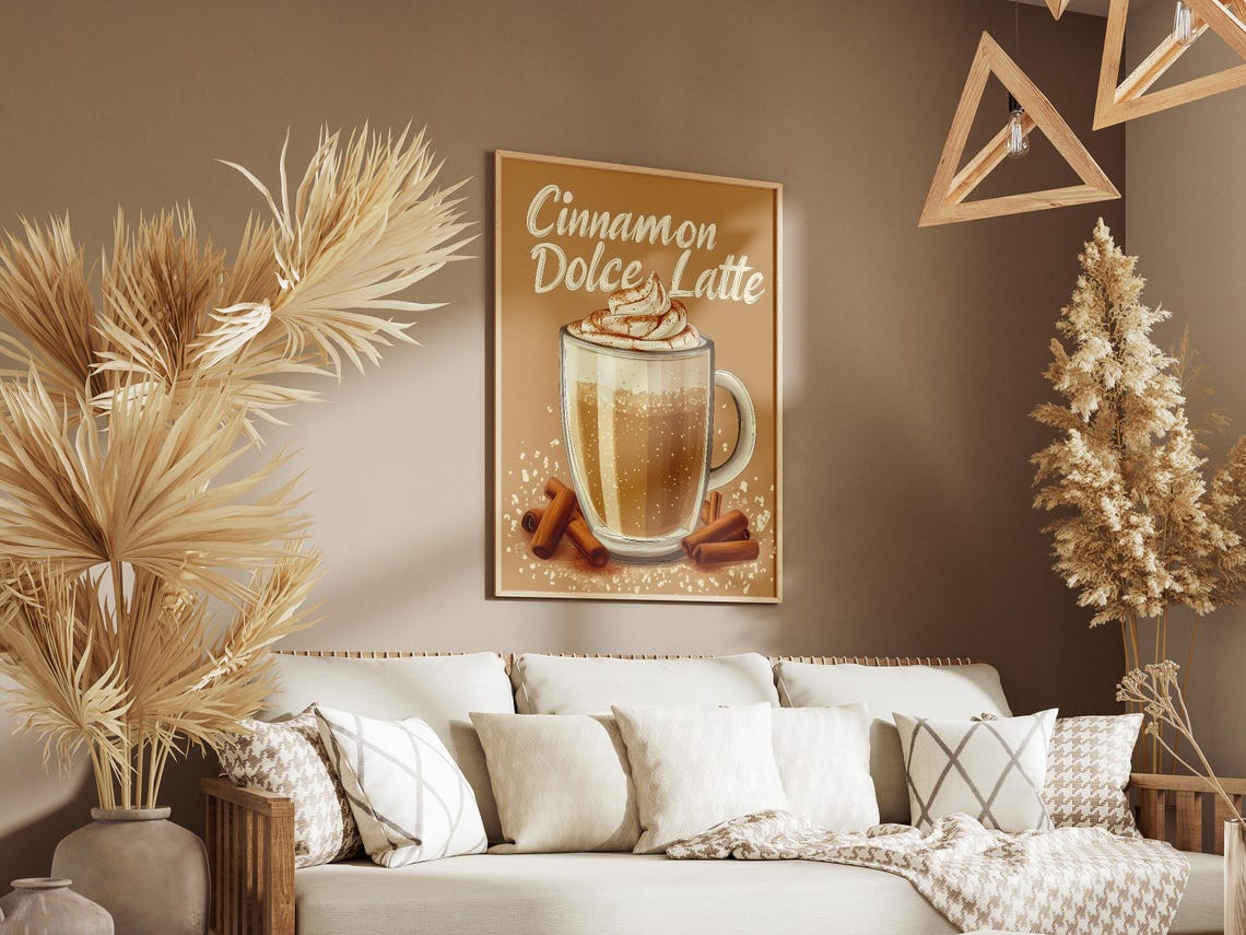 Cinnamon Dolce Latte Spiced Coffee Sticks Fall Illustration Poster - Image 3