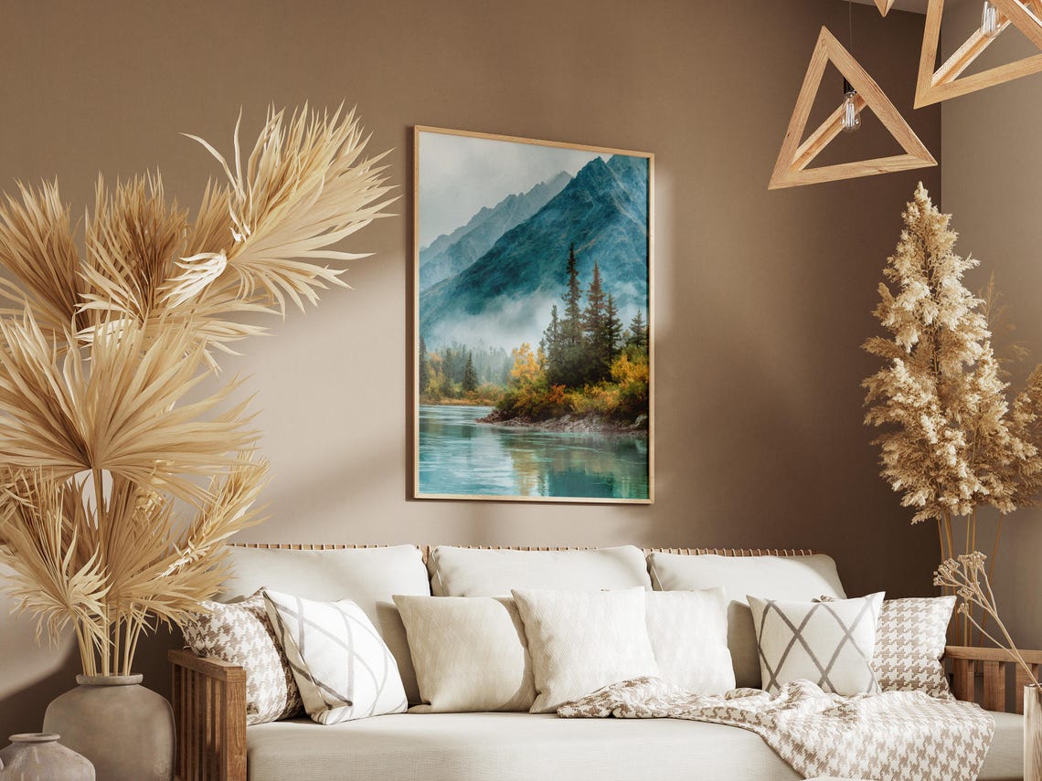 Lake Clark National Park Alaska Misty Mountain Autumn Lake Poster - Image 3