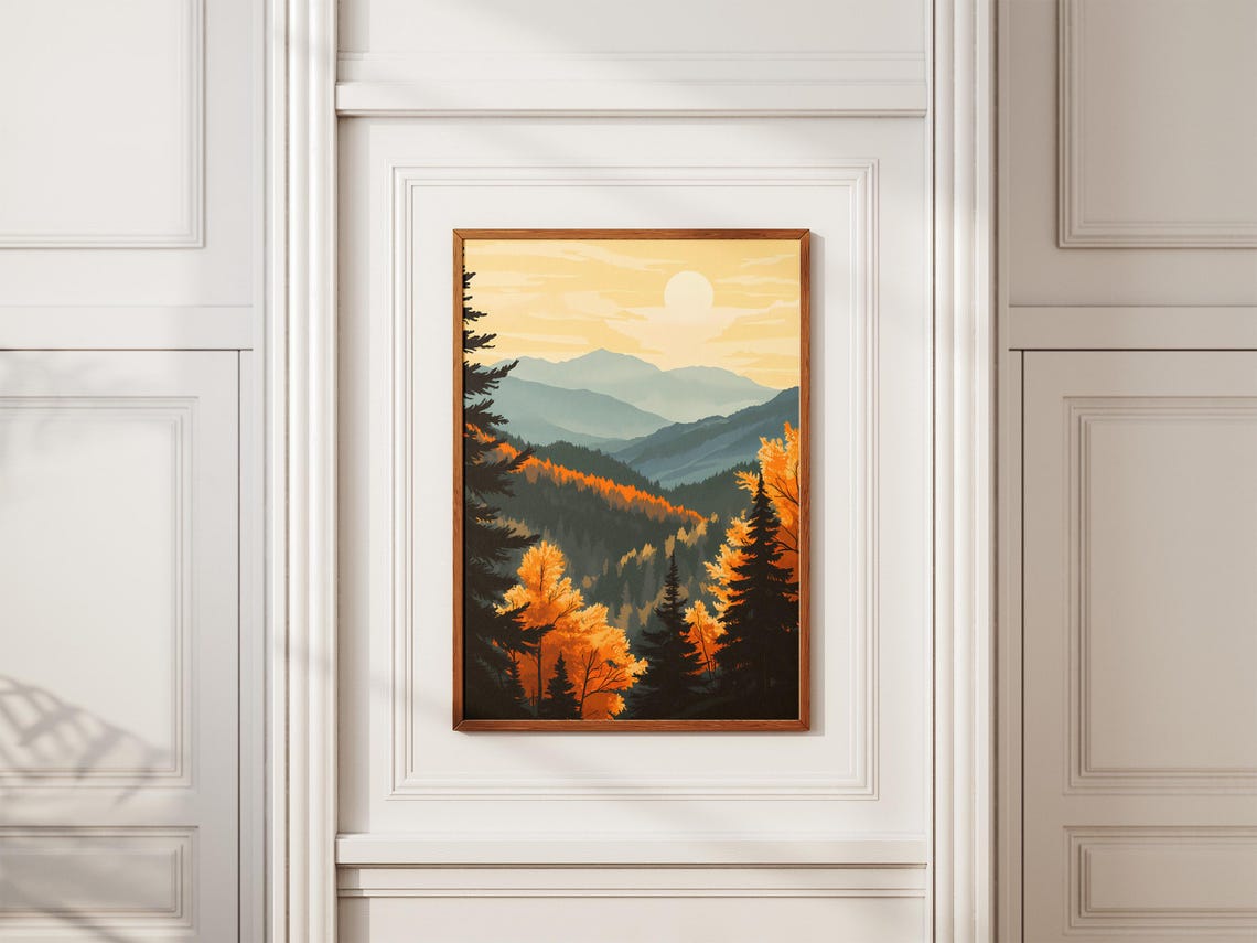 Smoky Mountains National Park Autumn Forest Misty Ridges Poster - Image 2
