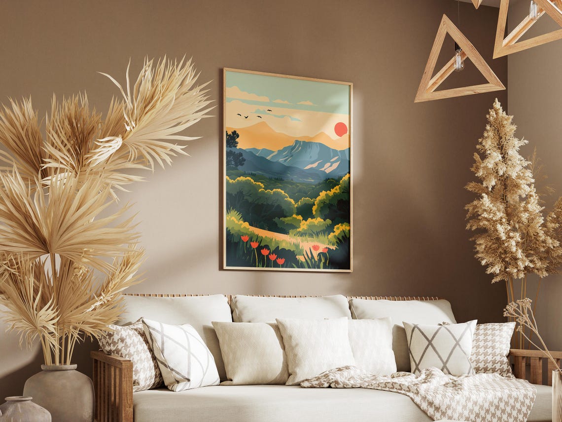 Garajonay National Park Red Sun Cliffs Wildflowers Bloom Poster - Image 3