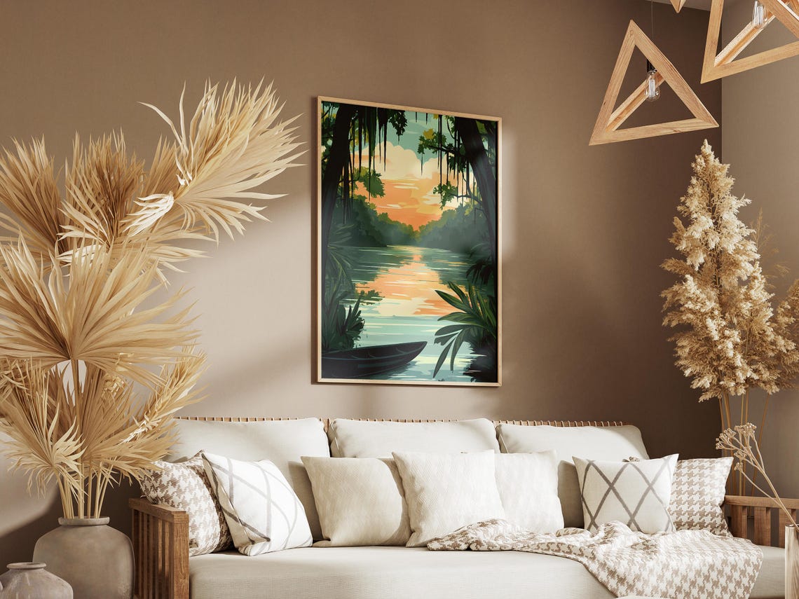 Bayou Bartholomew Sunset Canoe Louisiana Swamp River Dusk Poster - Image 3