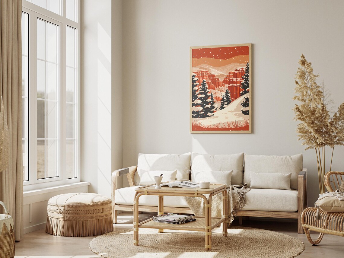 Bryce Canyon National Park Winter Snow Poster Vintage Travel Poster Red Rock Canyon Landscape Art Print Utah National Park Wall Art Decor - Image 4