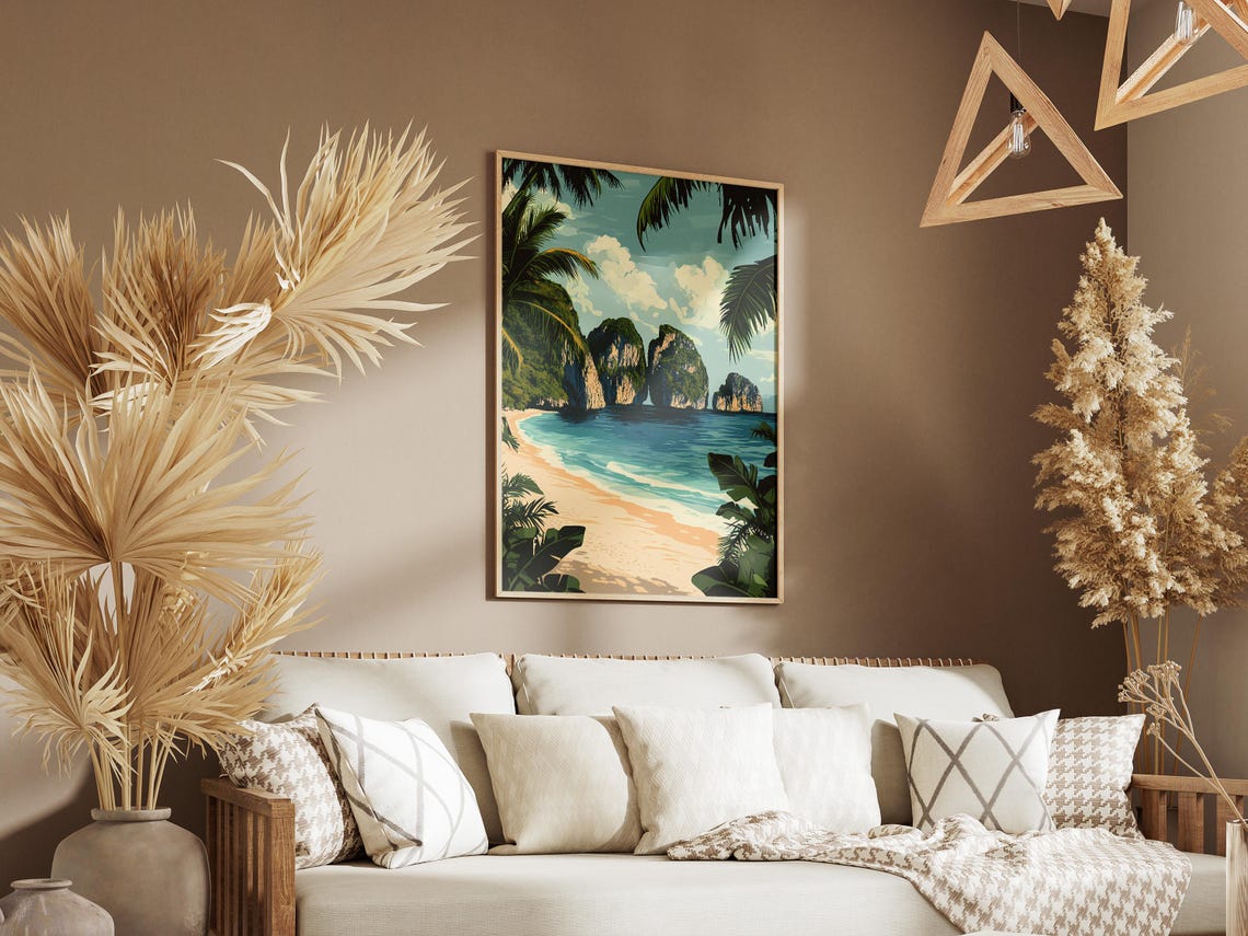 Phi Phi Islands with Limestone Stacks Beach Travel Poster Scenic - Image 3