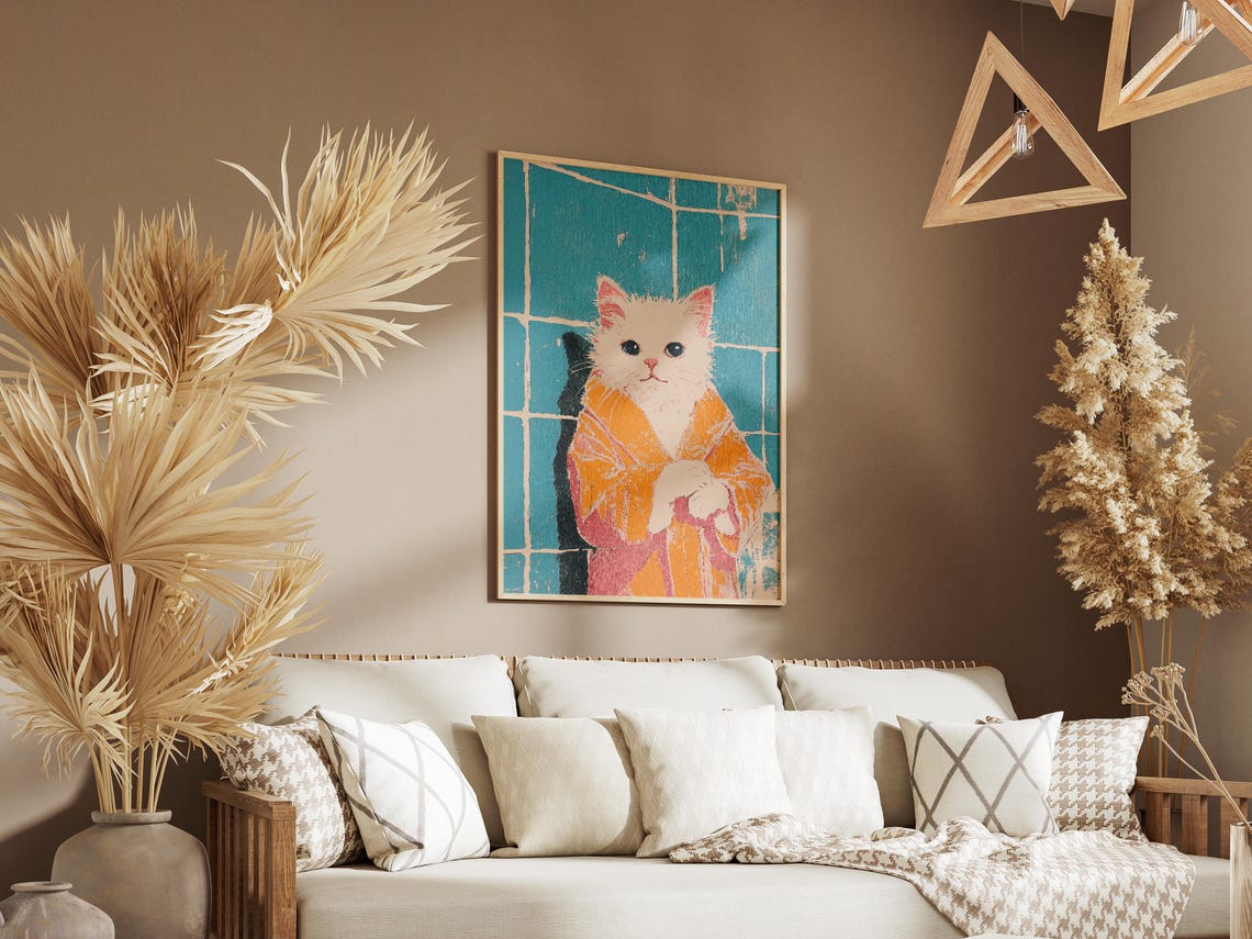 Ragdoll Kitten Art Print Baby Animal Bathrobe Bathroom Poster Cute Cat Wall Decor Funny Pet Lover Gift - Image 3