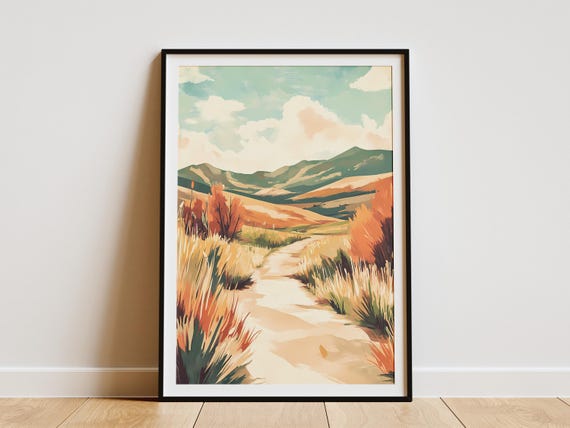 Sunset Landscape Poster Modern Art Print Beige Orange Yellow Landscape Wall Art Nature Decor Modern Home Decor Minimalist Print Abstract