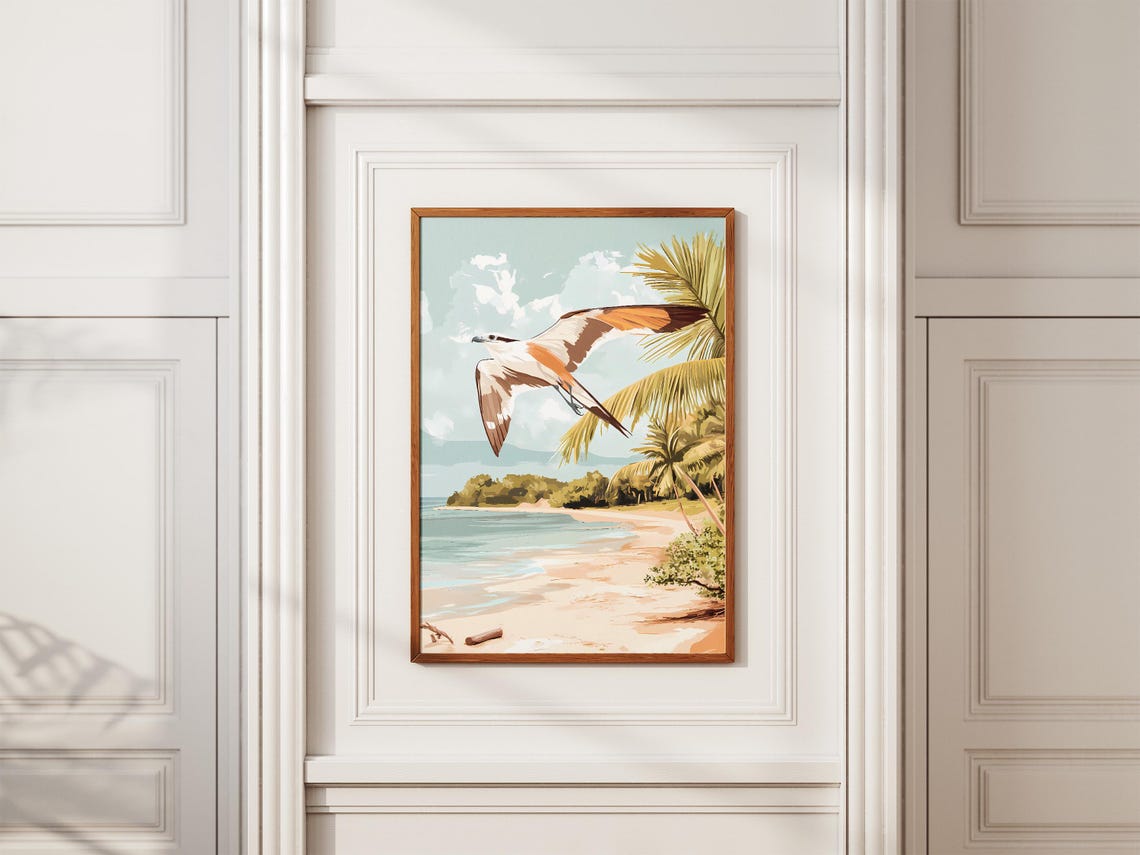 Swallow Tailed Kite Soaring Above Tropical Beach Palm Poster - Image 2