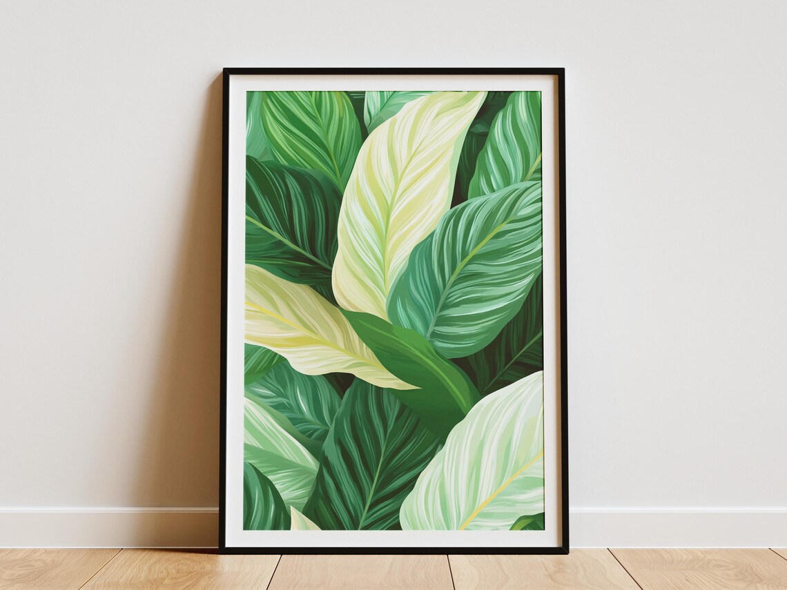 Calathea Leaf Art Print Tropical Wall Decor Botanical Poster Plant Lover Gift Modern Home Illustration