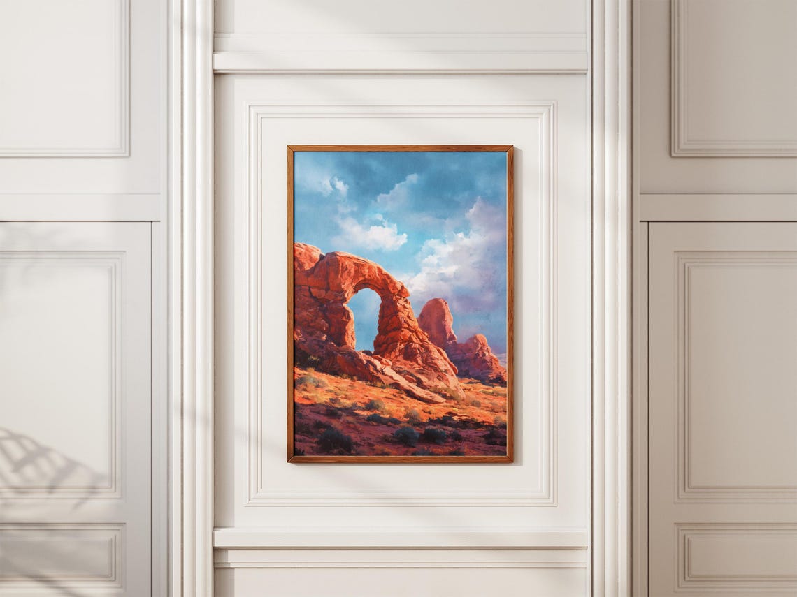 Arches National Park Red Rock Arch Desert Sunset Scene Poster - Image 2
