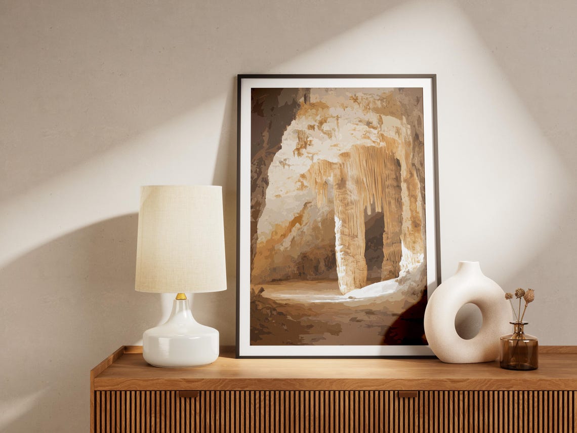 Carlsbad Caverns New Mexico Cave Stalactites Natural Wonder Art Poster - Image 4