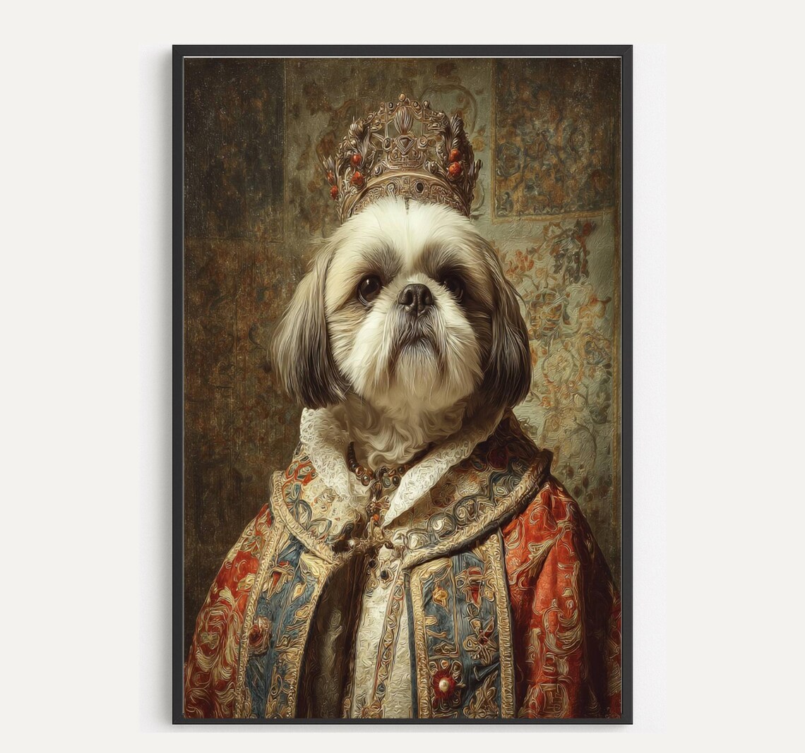 Shih Tzu Dog Portrait Art Print, Custom Pet Gift