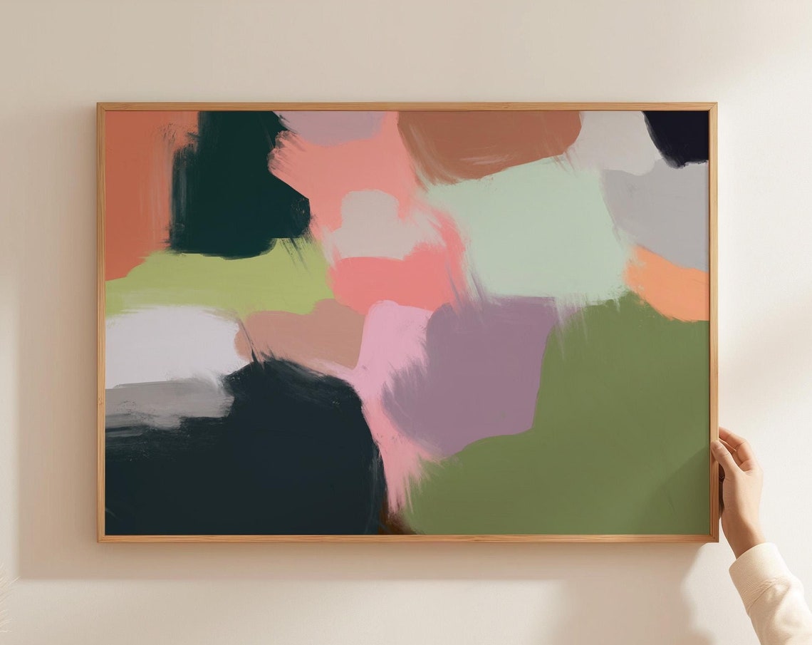 Colorful Abstract Brushstroke Patchwork Horizontal Art Poster