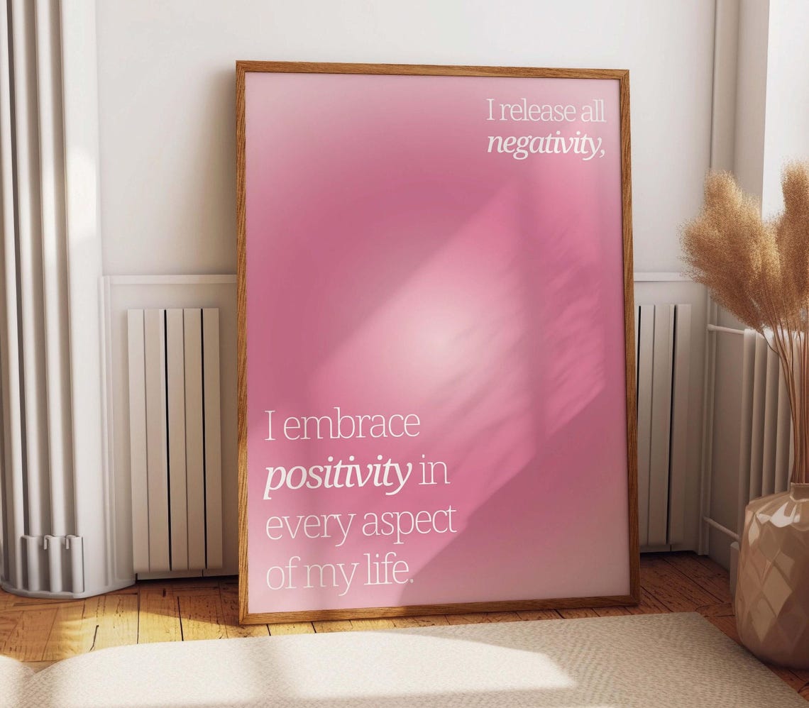 Aura Poster, Pink White Quote Art Print