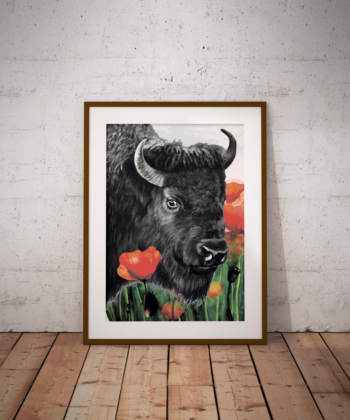 Bison Print Bufalo Poster Bull Print Art Print Drawing Handmade Paintingr Room Decor Poppy Playroom Decor Animal Print Cow Poppy