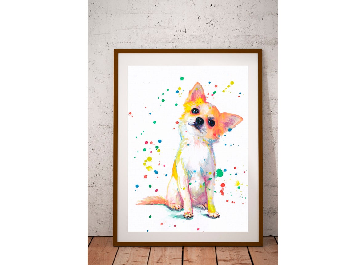 Chihuahua Print Dog Poster Dog Print Painted Print Watercolor Print Drawing Home Decoration Animal Print Pet Print Pet Lover Gift