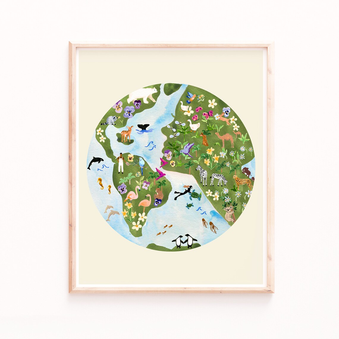 Earth Art Print, Botanical Nursery Wall Art