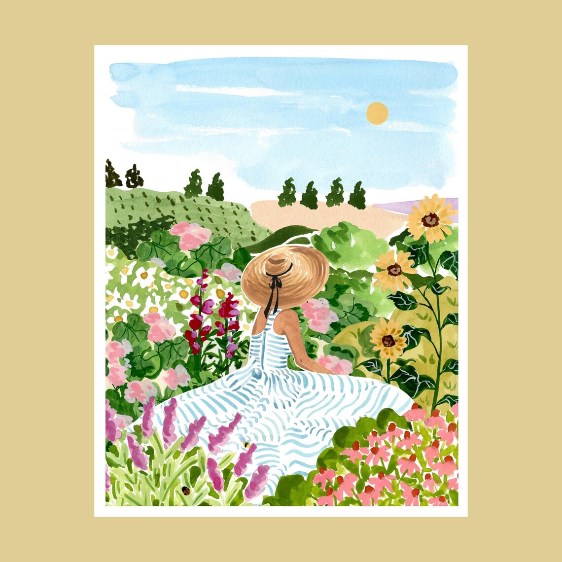 Garden Daydream Art Print, Whimsical Garden Decor